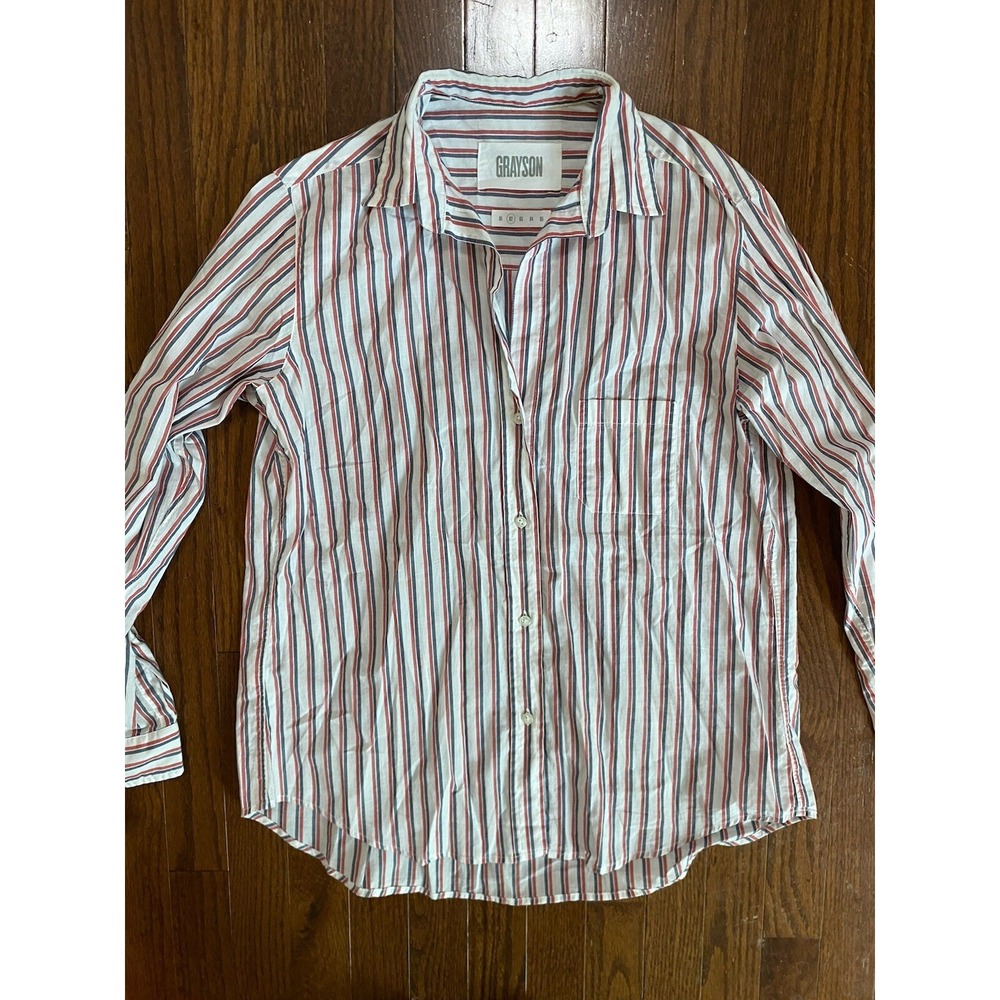 Grayson Red White Blue Button Up Blouse size‎ 02 M